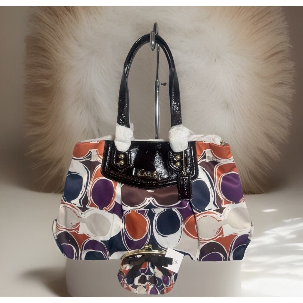 NWT Rare Coach F20113 Scarf Print Satchel & F62058 Coin Purse Set - Picture 3 of 14